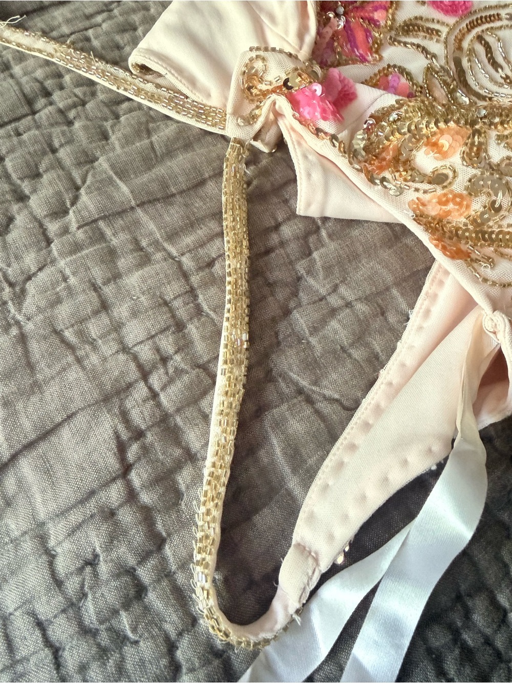 Mac Duggal Pink & Gold Embroidered Floral Maxi Dress - Picture 9 of 10